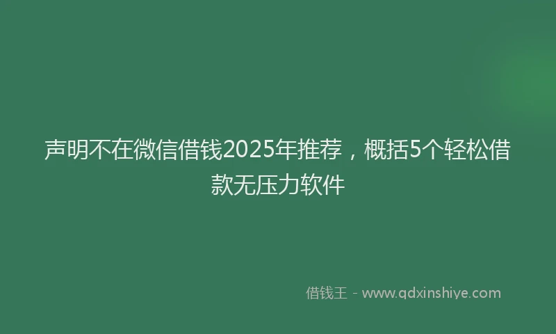 声明不在微信借钱2025年推荐，概括5个轻松借款无压力软件