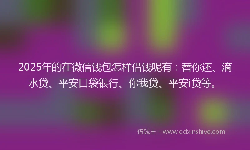 2025年的在微信钱包怎样借钱呢有：替你还、滴水贷、平安口袋银行、你我贷、平安i贷等。