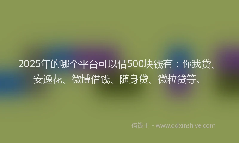 2025年的哪个平台可以借500块钱有：你我贷、安逸花、微博借钱、随身贷、微粒贷等。