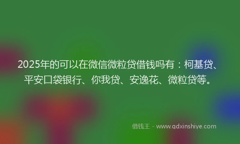2025年的可以在微信微粒贷借钱吗有：柯基贷、平安口袋银行、你我贷、安逸花、微粒贷等。