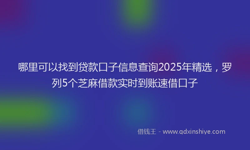 哪里可以找到贷款口子信息查询2025年精选，罗列5个芝麻借款实时到账速借口子