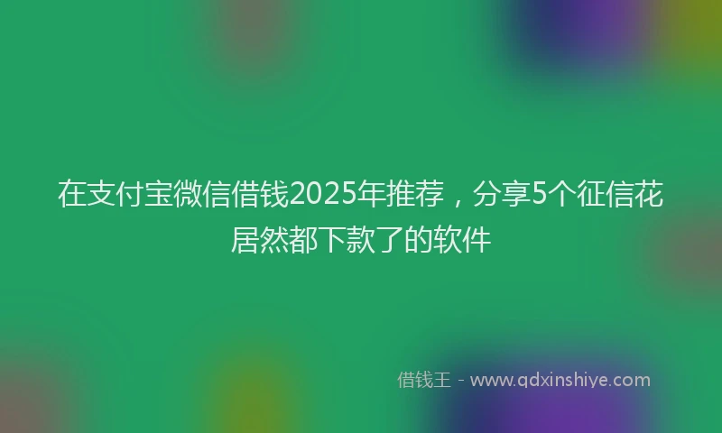 在支付宝微信借钱2025年推荐，分享5个征信花居然都下款了的软件