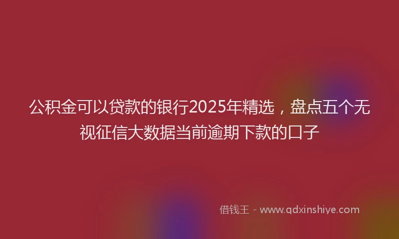 公积金可以贷款的银行2025年精选，盘点五个无视征信大数据当前逾期下款的口子