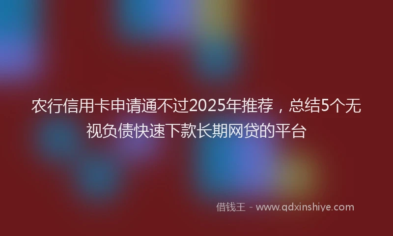 农行信用卡申请通不过2025年推荐，总结5个无视负债快速下款长期网贷的平台