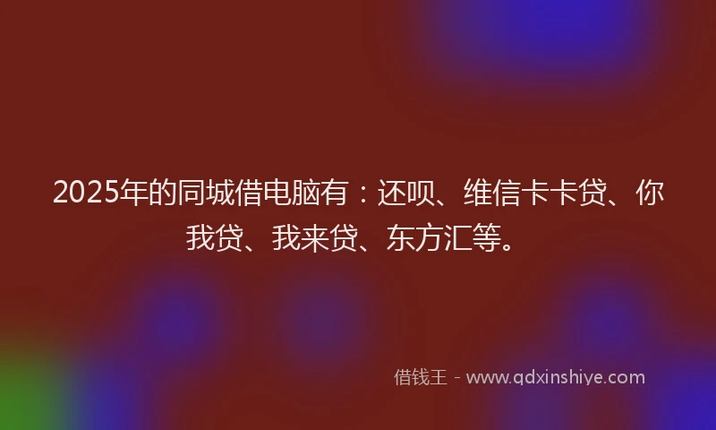 2025年的同城借电脑有：还呗、维信卡卡贷、你我贷、我来贷、东方汇等。