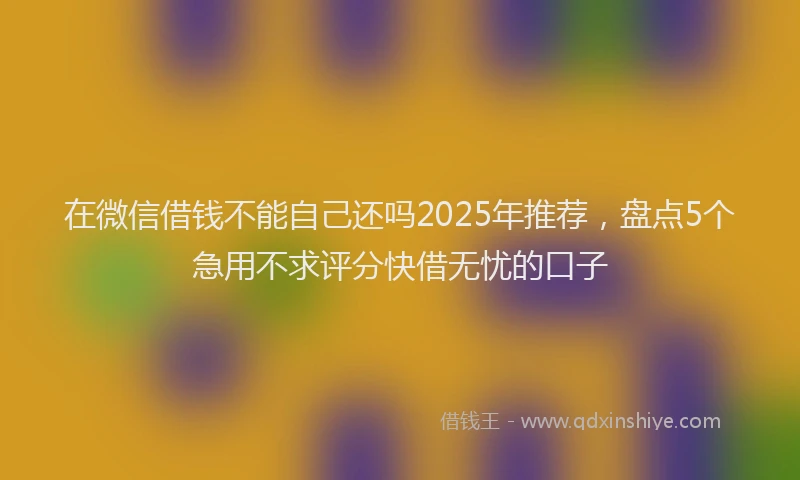 在微信借钱不能自己还吗2025年推荐，盘点5个急用不求评分快借无忧的口子
