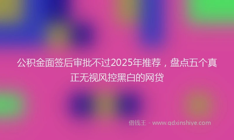 公积金面签后审批不过2025年推荐，盘点五个真正无视风控黑白的网贷