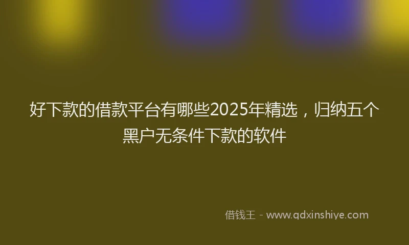 好下款的借款平台有哪些2025年精选，归纳五个黑户无条件下款的软件