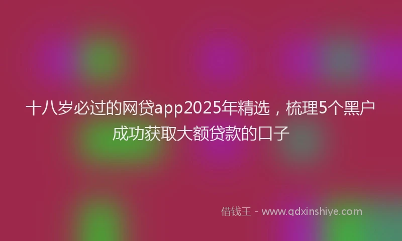 十八岁必过的网贷app2025年精选，梳理5个黑户成功获取大额贷款的口子