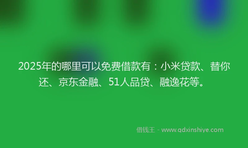 2025年的哪里可以免费借款有：小米贷款、替你还、京东金融、51人品贷、融逸花等。