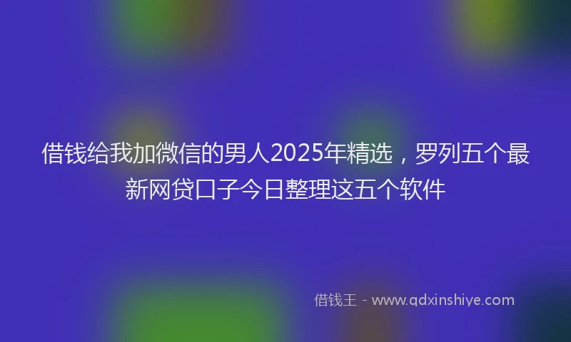 借钱给我加微信的男人2025年精选，罗列五个最新网贷口子今日整理这五个软件