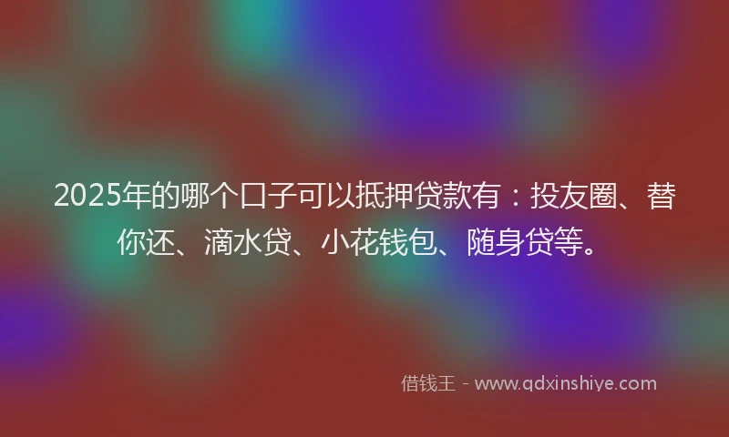 2025年的哪个口子可以抵押贷款有：投友圈、替你还、滴水贷、小花钱包、随身贷等。