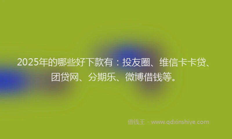 2025年的哪些好下款有：投友圈、维信卡卡贷、团贷网、分期乐、微博借钱等。
