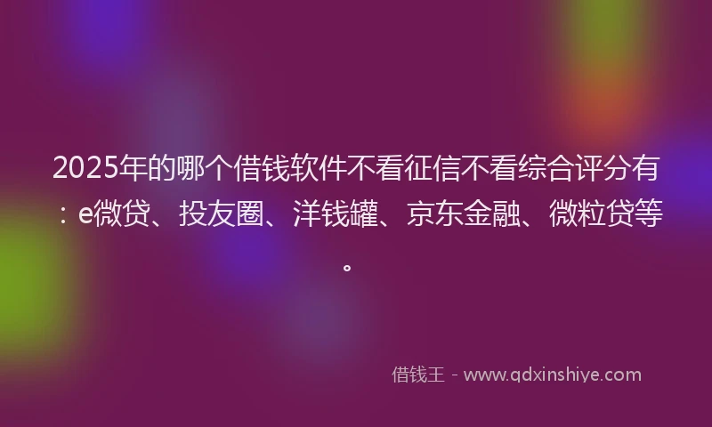 2025年的哪个借钱软件不看征信不看综合评分有：e微贷、投友圈、洋钱罐、京东金融、微粒贷等。