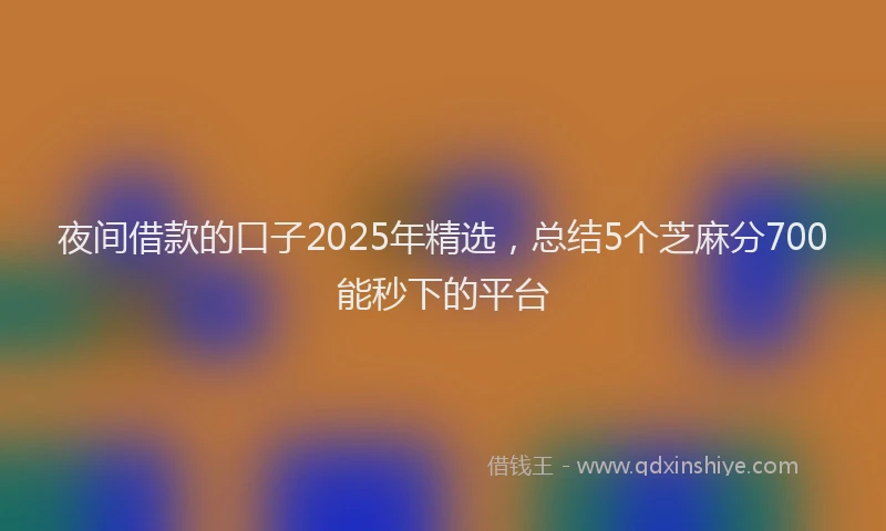 夜间借款的口子2025年精选，总结5个芝麻分700能秒下的平台