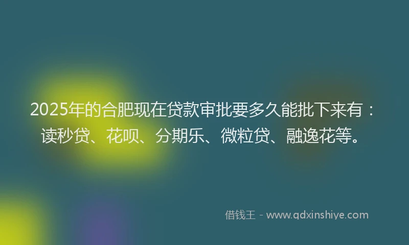 2025年的合肥现在贷款审批要多久能批下来有：读秒贷、花呗、分期乐、微粒贷、融逸花等。