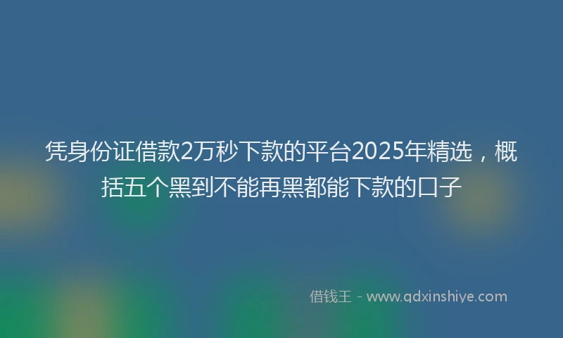 凭身份证借款2万秒下款的平台2025年精选，概括五个黑到不能再黑都能下款的口子