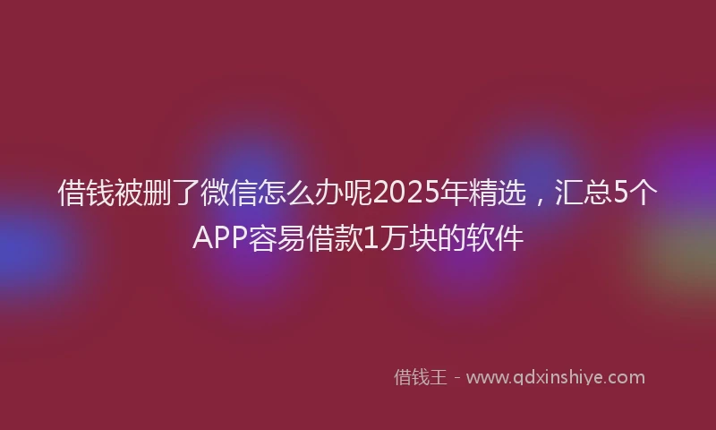 借钱被删了微信怎么办呢2025年精选，汇总5个APP容易借款1万块的软件