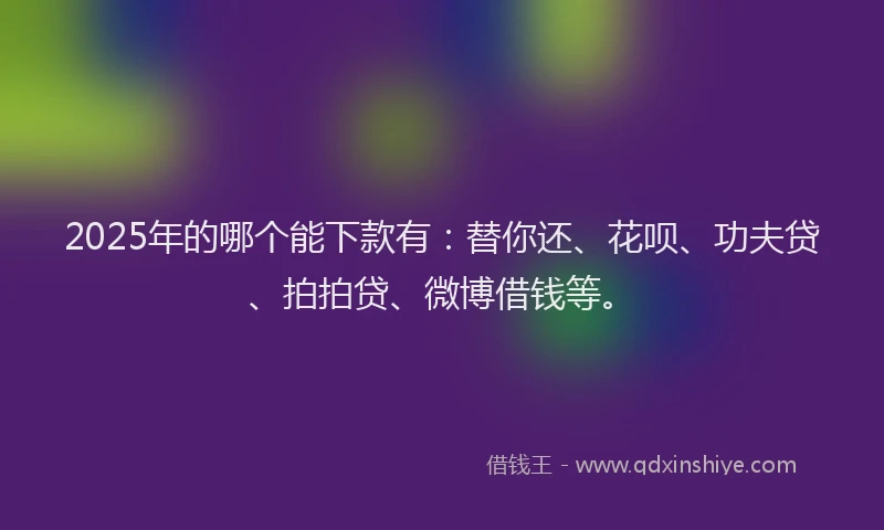2025年的哪个能下款有：替你还、花呗、功夫贷、拍拍贷、微博借钱等。