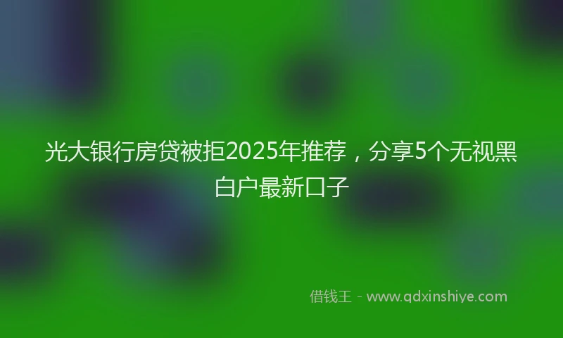 光大银行房贷被拒2025年推荐，分享5个无视黑白户最新口子