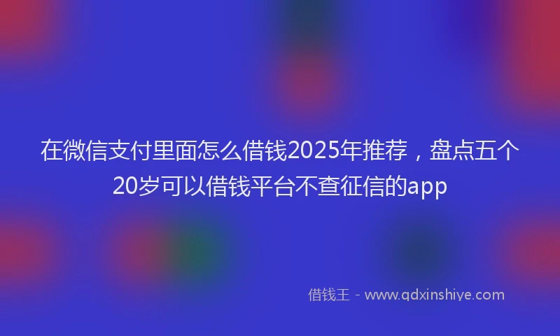 在微信支付里面怎么借钱2025年推荐，盘点五个20岁可以借钱平台不查征信的app