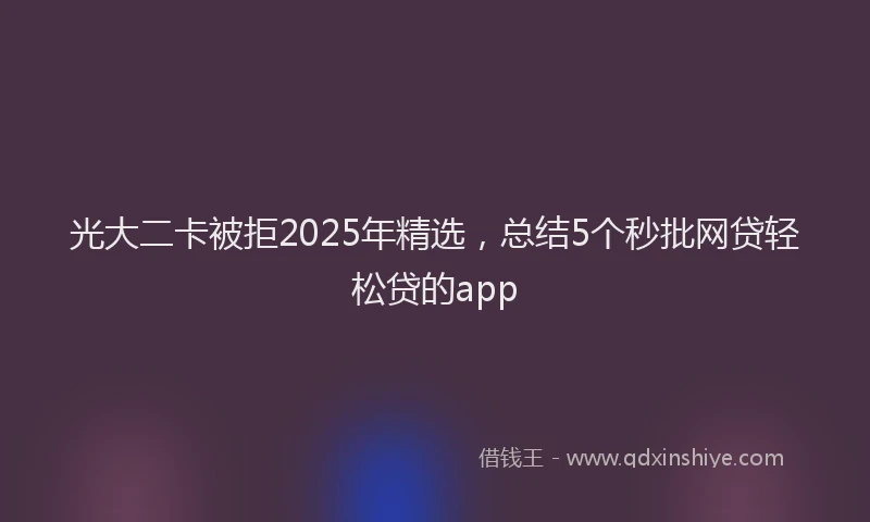 光大二卡被拒2025年精选，总结5个秒批网贷轻松贷的app
