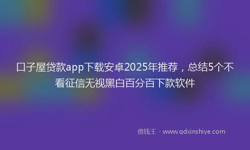 口子屋贷款app下载安卓2025年推荐，总结5个不看征信无视黑白百分百下款软件