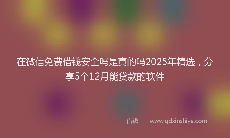 在微信免费借钱安全吗是真的吗2025年精选，分享5个12月能贷款的软件