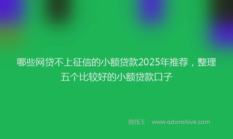 哪些网贷不上征信的小额贷款2025年推荐，整理五个比较好的小额贷款口子