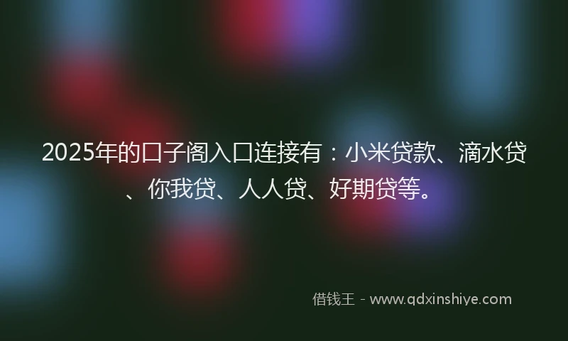 2025年的口子阁入口连接有：小米贷款、滴水贷、你我贷、人人贷、好期贷等。