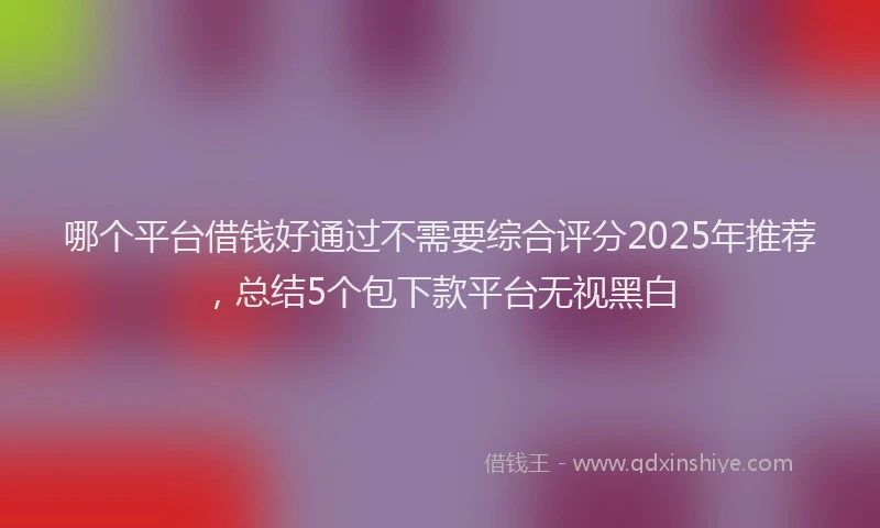 哪个平台借钱好通过不需要综合评分2025年推荐，总结5个包下款平台无视黑白