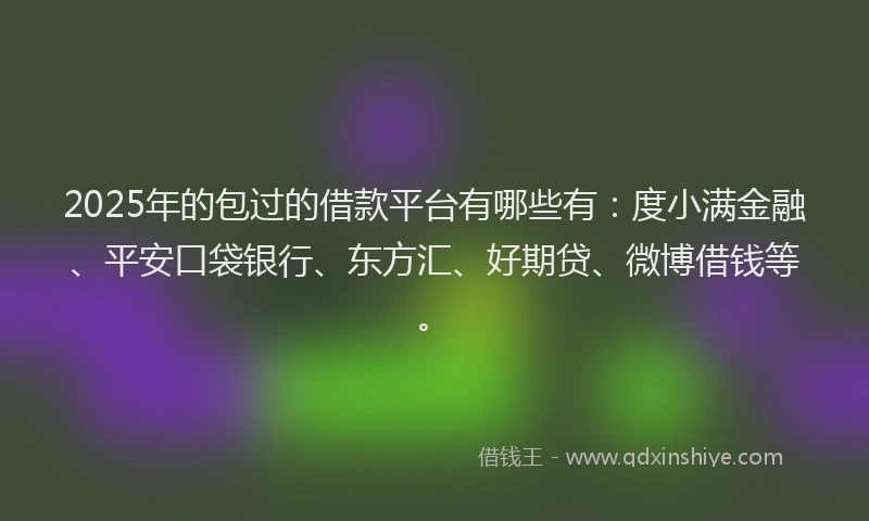 2025年的包过的借款平台有哪些有：度小满金融、平安口袋银行、东方汇、好期贷、微博借钱等。