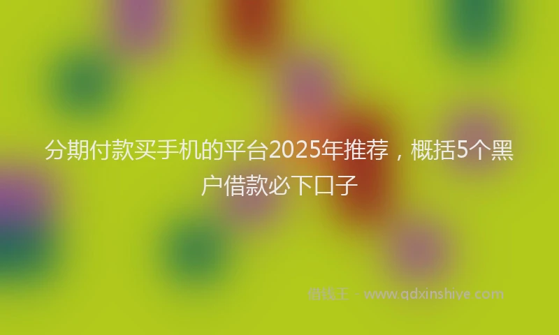 分期付款买手机的平台2025年推荐，概括5个黑户借款必下口子