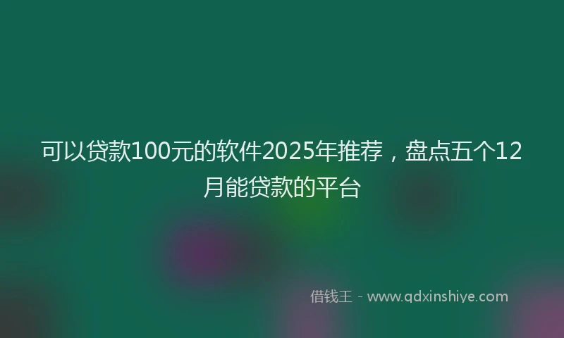 可以贷款100元的软件2025年推荐，盘点五个12月能贷款的平台