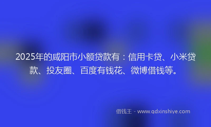 2025年的咸阳市小额贷款有：信用卡贷、小米贷款、投友圈、百度有钱花、微博借钱等。