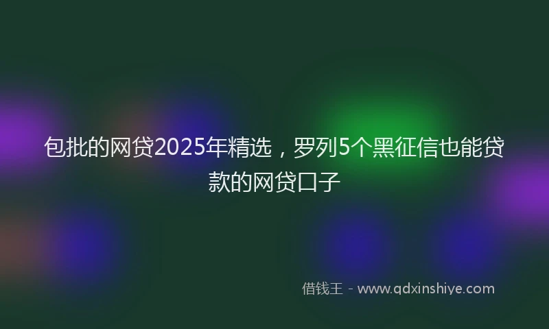 包批的网贷2025年精选，罗列5个黑征信也能贷款的网贷口子