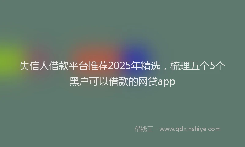 失信人借款平台推荐2025年精选，梳理五个5个黑户可以借款的网贷app