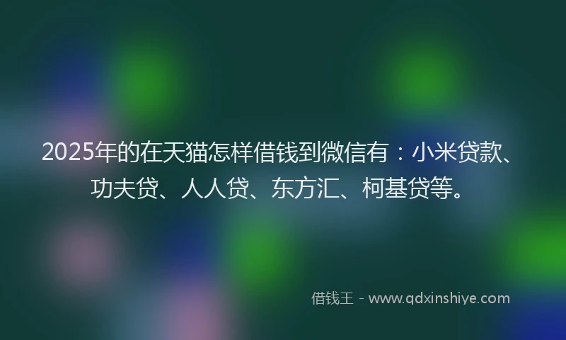 2025年的在天猫怎样借钱到微信有：小米贷款、功夫贷、人人贷、东方汇、柯基贷等。