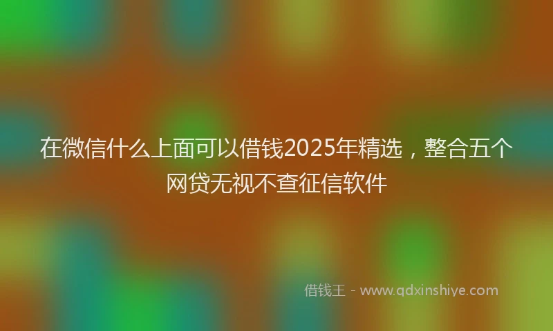 在微信什么上面可以借钱2025年精选，整合五个网贷无视不查征信软件