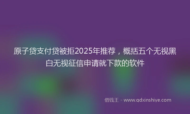 原子贷支付贷被拒2025年推荐，概括五个无视黑白无视征信申请就下款的软件