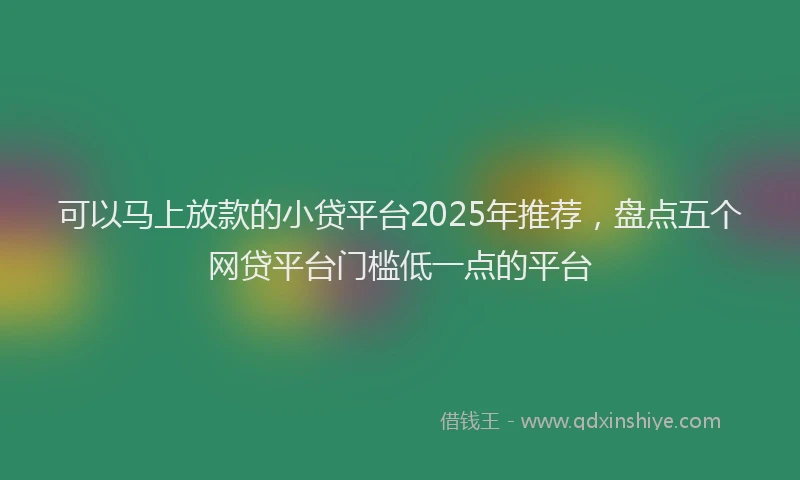 可以马上放款的小贷平台2025年推荐，盘点五个网贷平台门槛低一点的平台