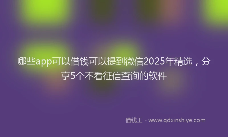 哪些app可以借钱可以提到微信2025年精选，分享5个不看征信查询的软件