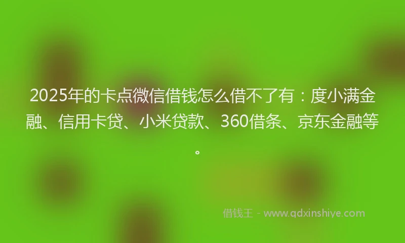 2025年的卡点微信借钱怎么借不了有：度小满金融、信用卡贷、小米贷款、360借条、京东金融等。