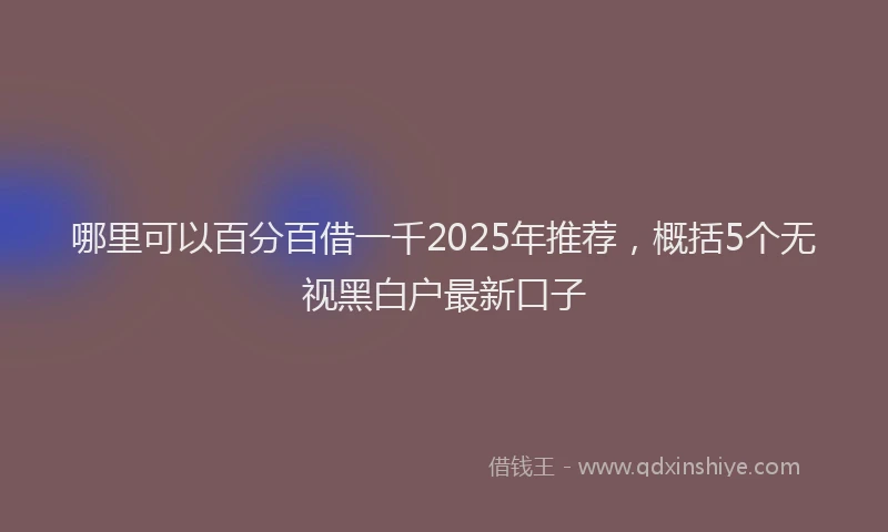 哪里可以百分百借一千2025年推荐，概括5个无视黑白户最新口子