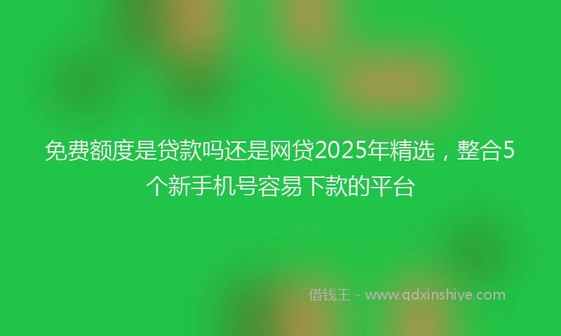 免费额度是贷款吗还是网贷2025年精选，整合5个新手机号容易下款的平台