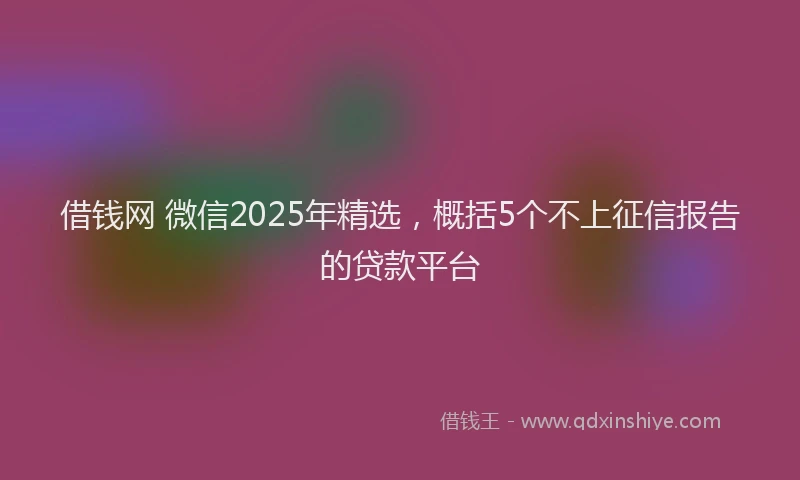 借钱网 微信2025年精选，概括5个不上征信报告的贷款平台