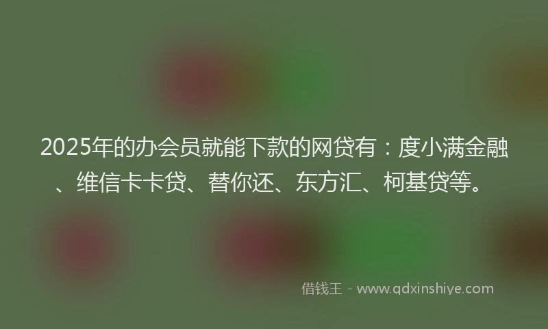 2025年的办会员就能下款的网贷有：度小满金融、维信卡卡贷、替你还、东方汇、柯基贷等。