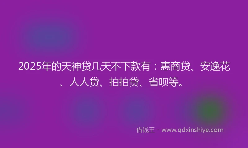 2025年的天神贷几天不下款有：惠商贷、安逸花、人人贷、拍拍贷、省呗等。