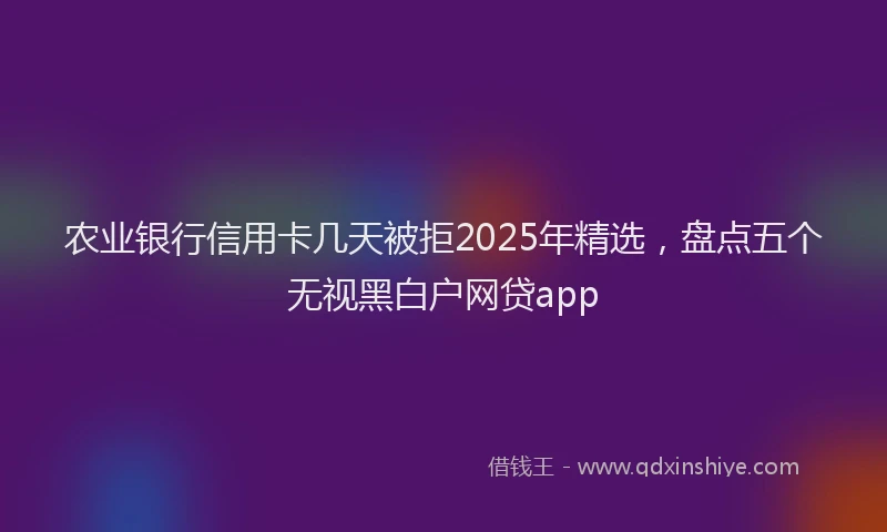 农业银行信用卡几天被拒2025年精选，盘点五个无视黑白户网贷app