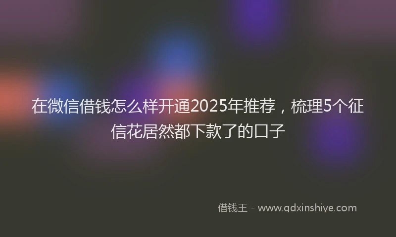 在微信借钱怎么样开通2025年推荐，梳理5个征信花居然都下款了的口子